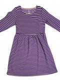 Lands End Kids Dress Long Sleeve Purple with Silver Glitter Stripes Girls 10/12