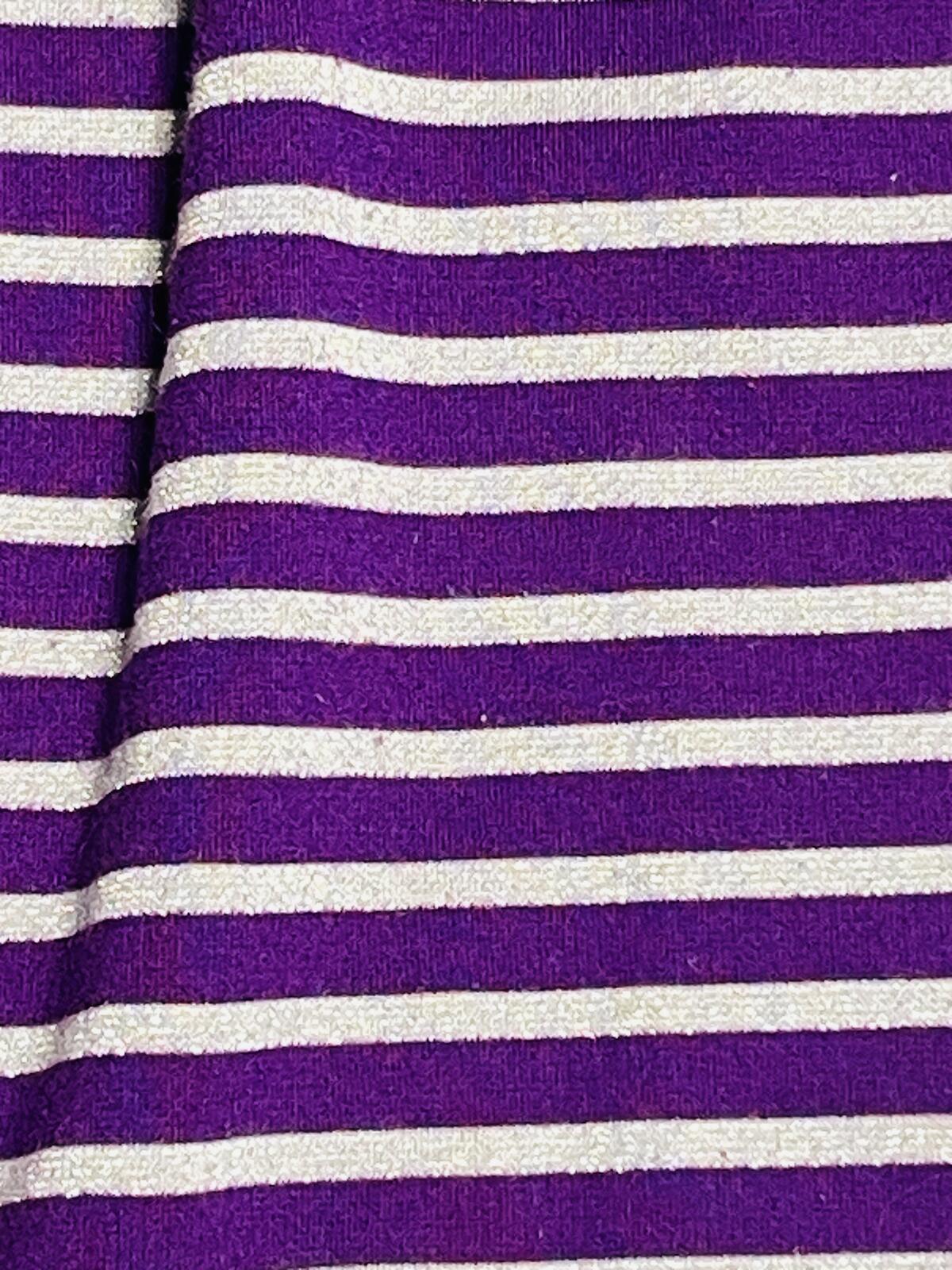 Lands End Kids Dress Long Sleeve Purple with Silver Glitter Stripes Girls 10/12
