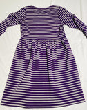 Lands End Kids Dress Long Sleeve Purple with Silver Glitter Stripes Girls 10/12