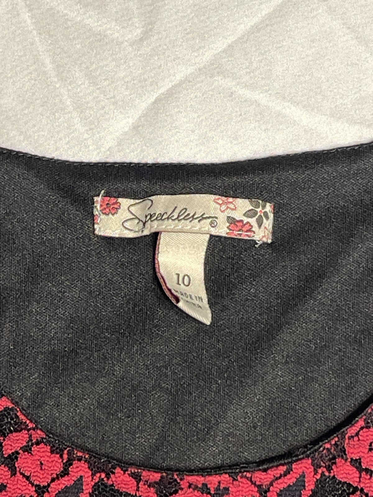 Speechless dress black and red lace girls 10 three-quarter sleeve missing belt
