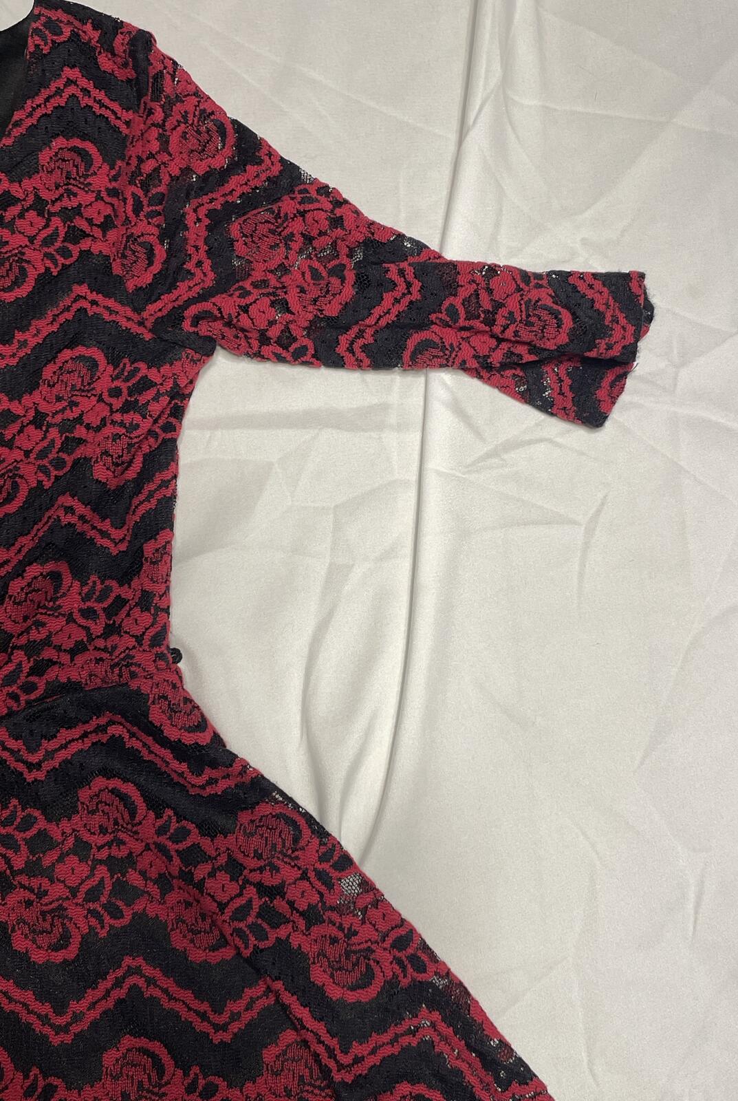 Speechless dress black and red lace girls 10 three-quarter sleeve missing belt