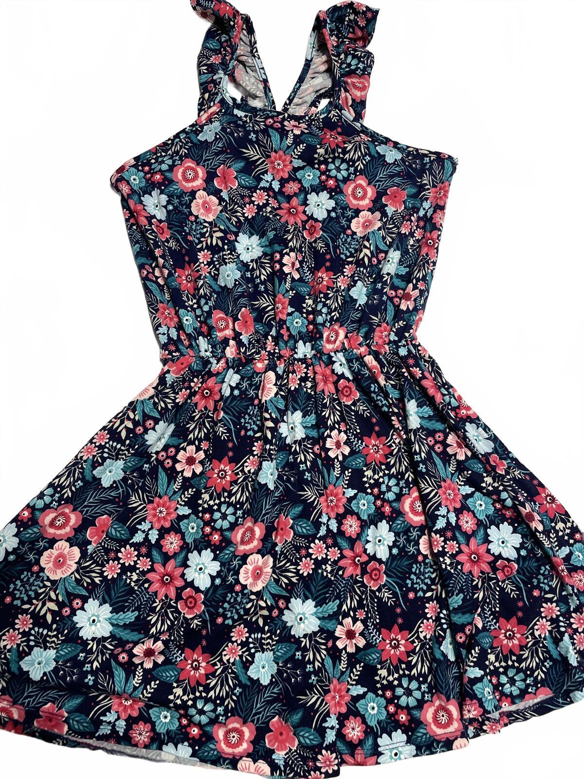 ShoSho girls dress blue floral frilly tank size 10