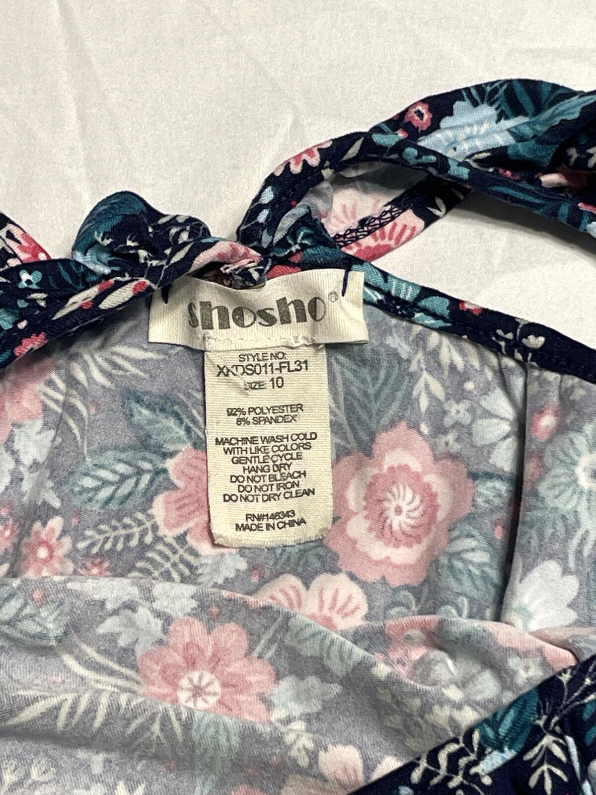 ShoSho girls dress blue floral frilly tank size 10