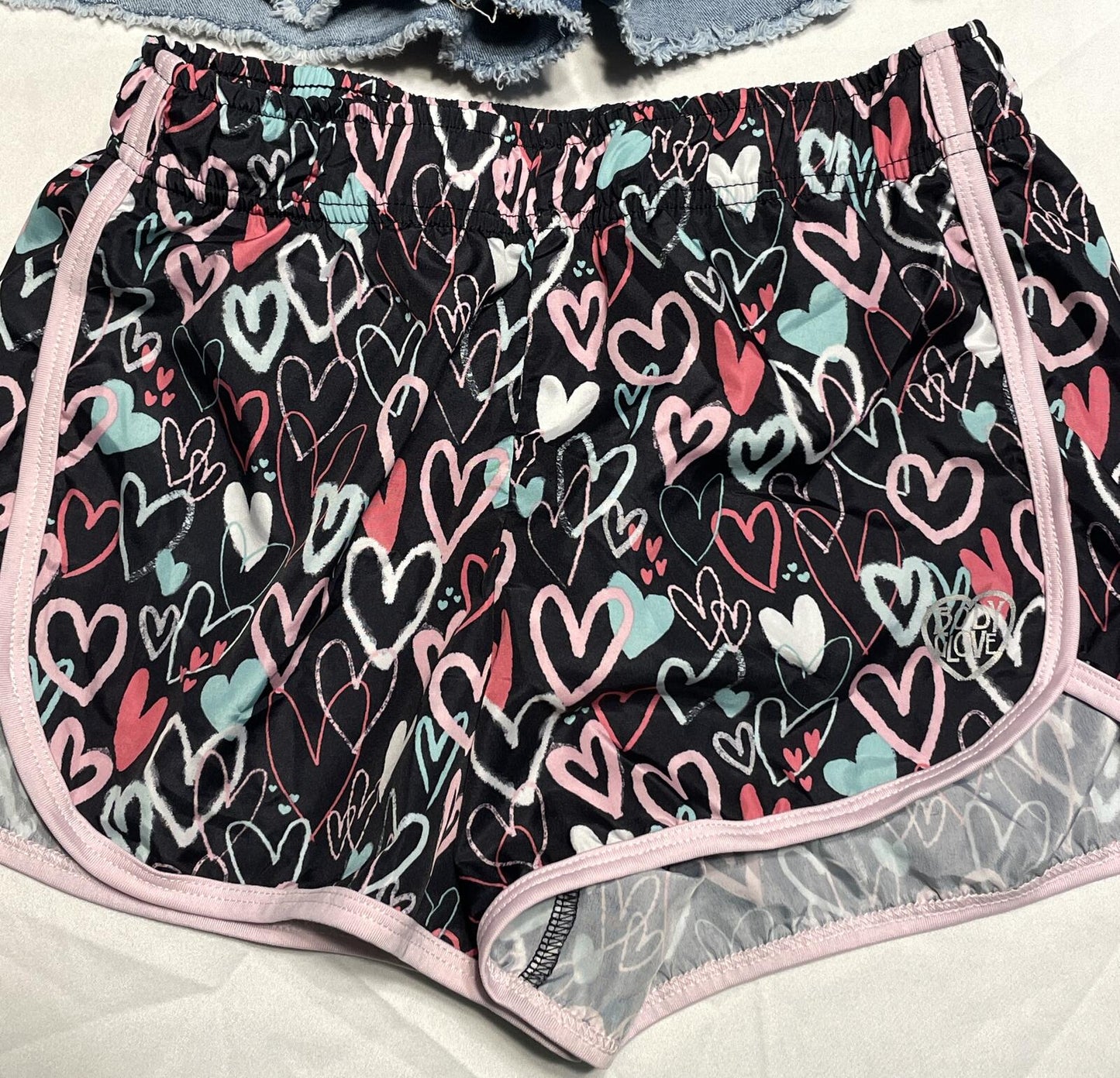 Girls shorts set of 4 girls 10/12 denim and athletic