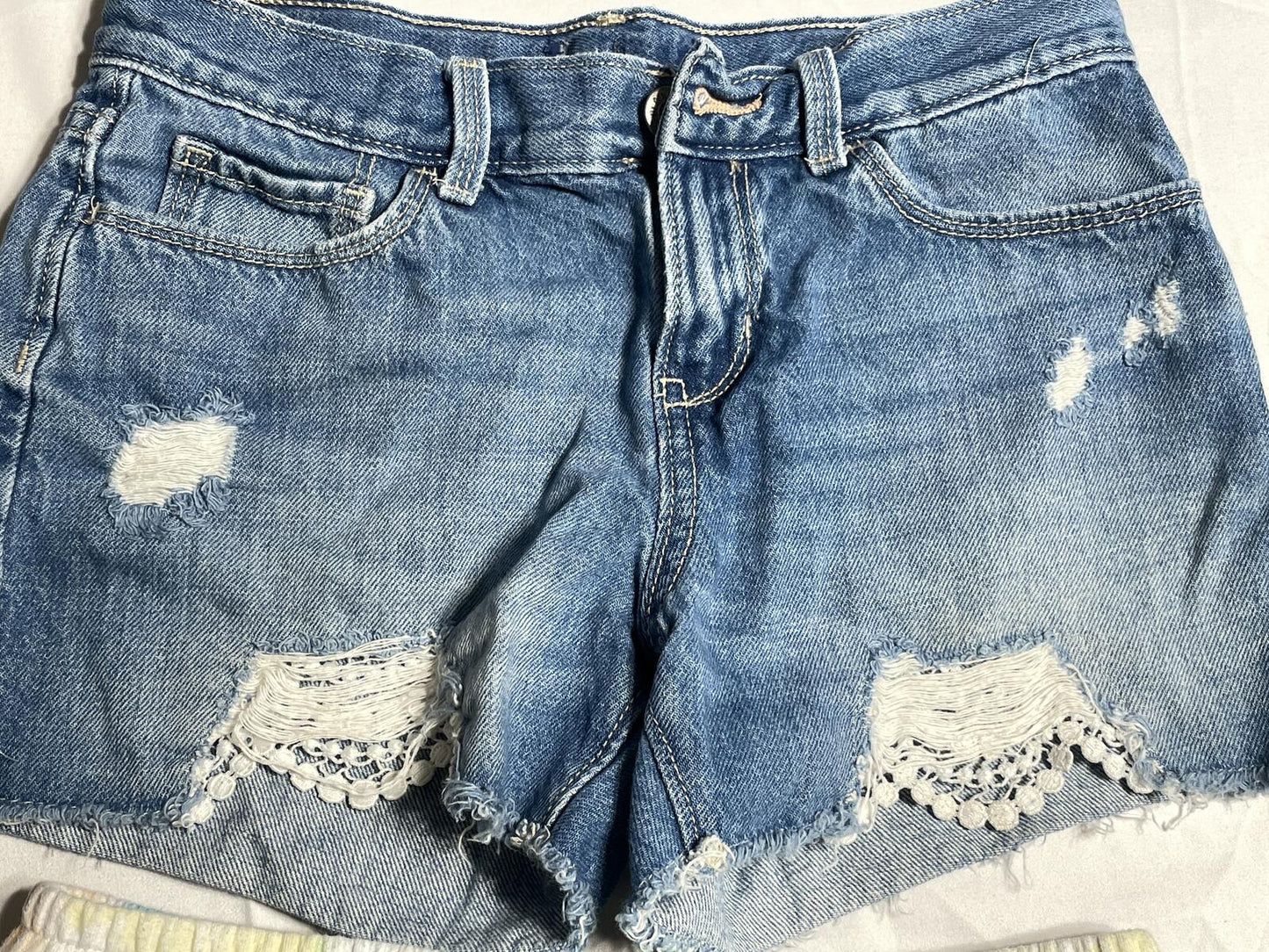 Girls shorts set of 4 girls 10/12 denim and athletic