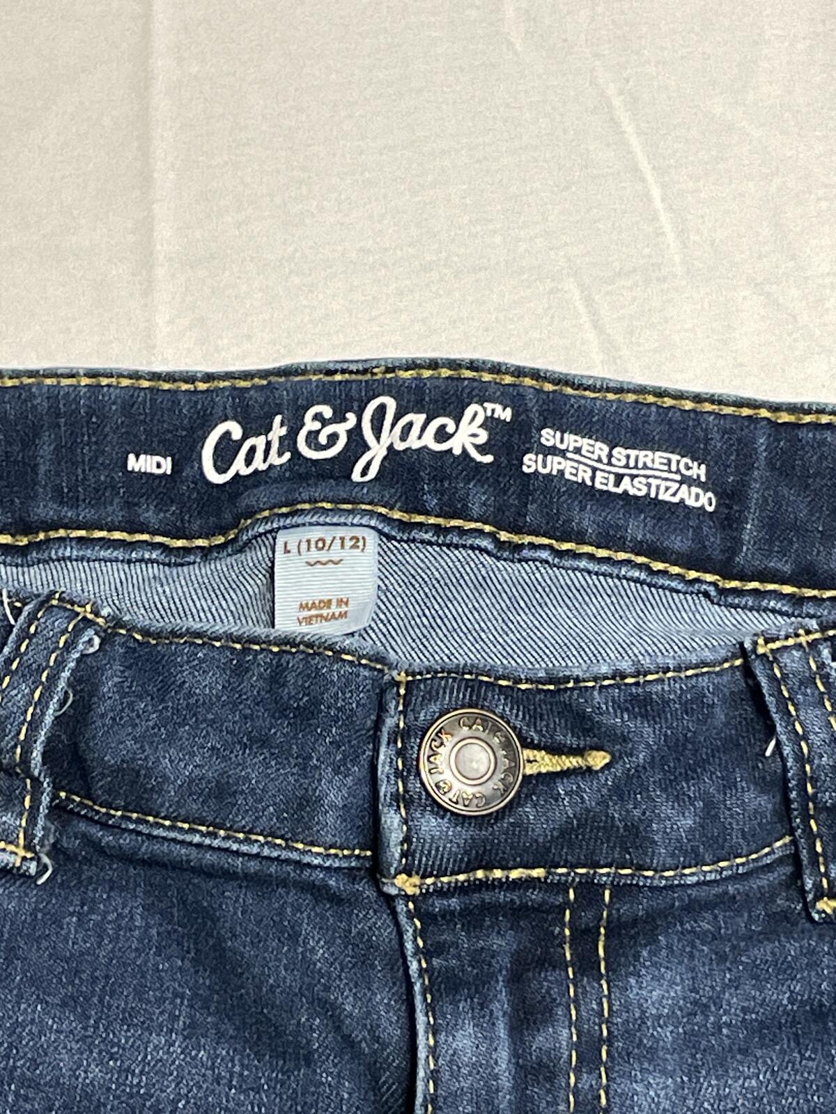 Cat & Jack girls dark denim cut off shorts with adjustable waist size 10/12