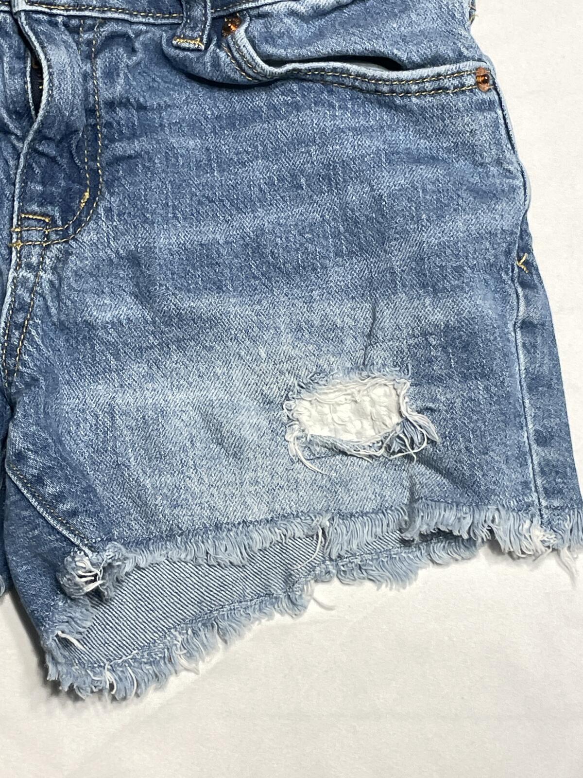 Cat & Jack girls denim distressed cut off shorts w/ adjustable waist size 10/12