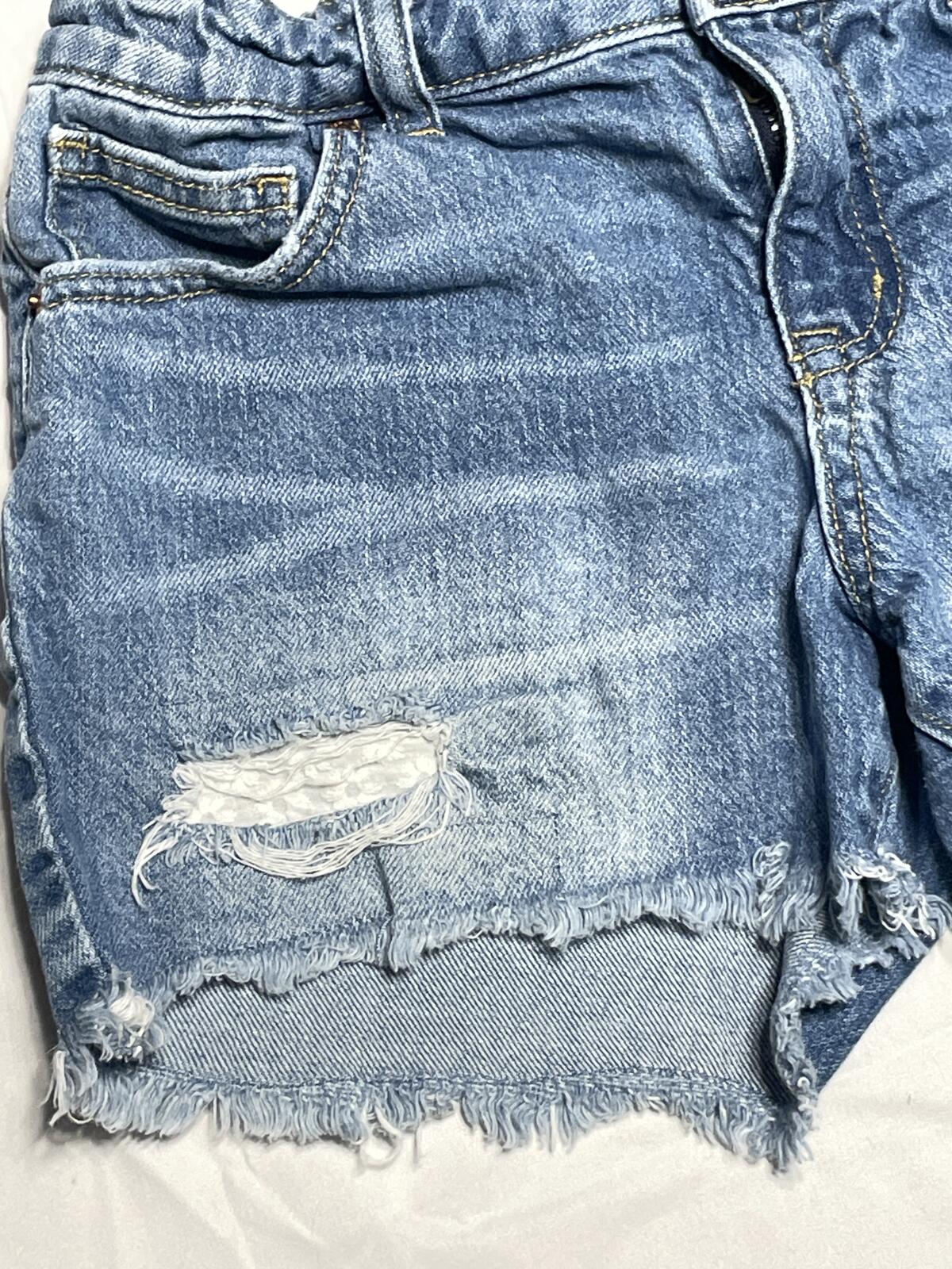 Cat & Jack girls denim distressed cut off shorts w/ adjustable waist size 10/12