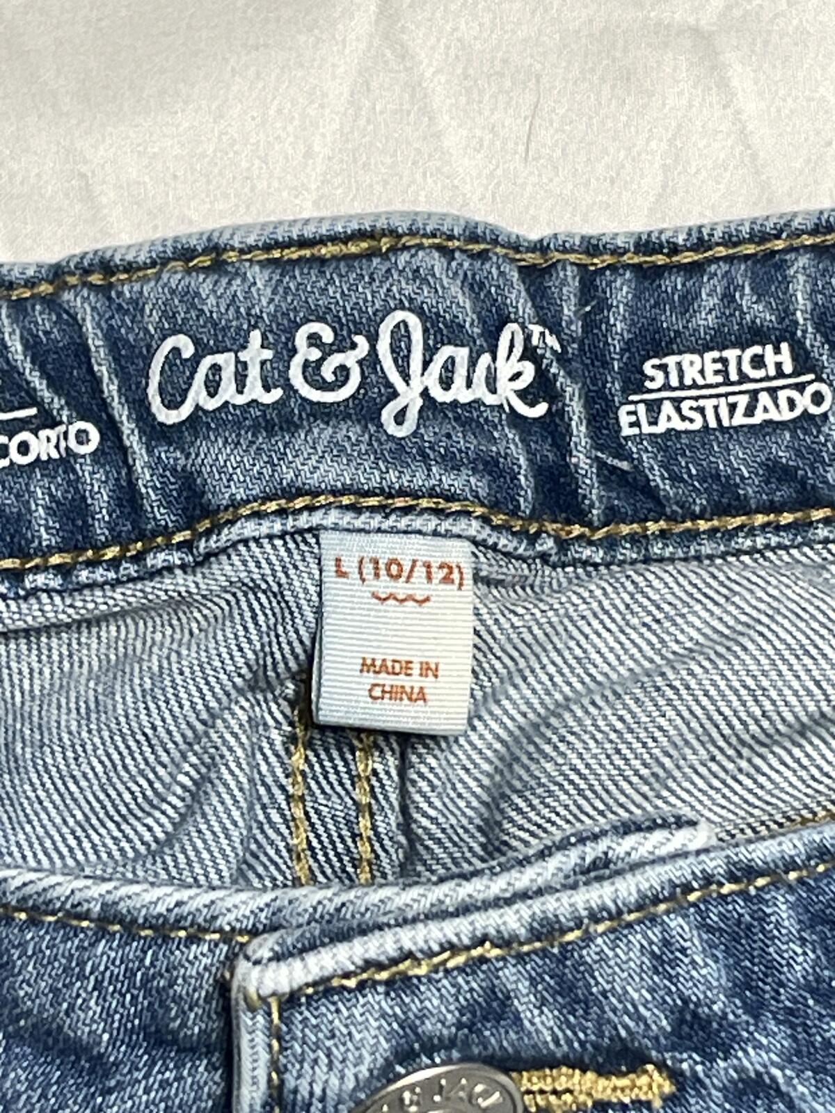 Cat & Jack girls denim distressed cut off shorts w/ adjustable waist size 10/12