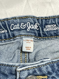 Cat & Jack girls denim distressed cut off shorts w/ adjustable waist size 10/12