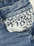 SO girls denim cut off shorts lace pockets with adjustable waistband size 12