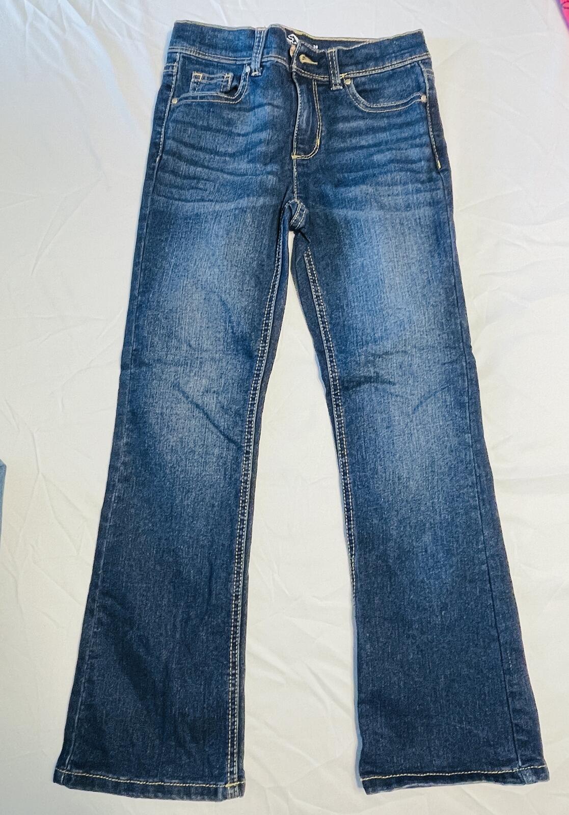 Jordache boot cut jeans dark blue with adjustable waistband girls size 10