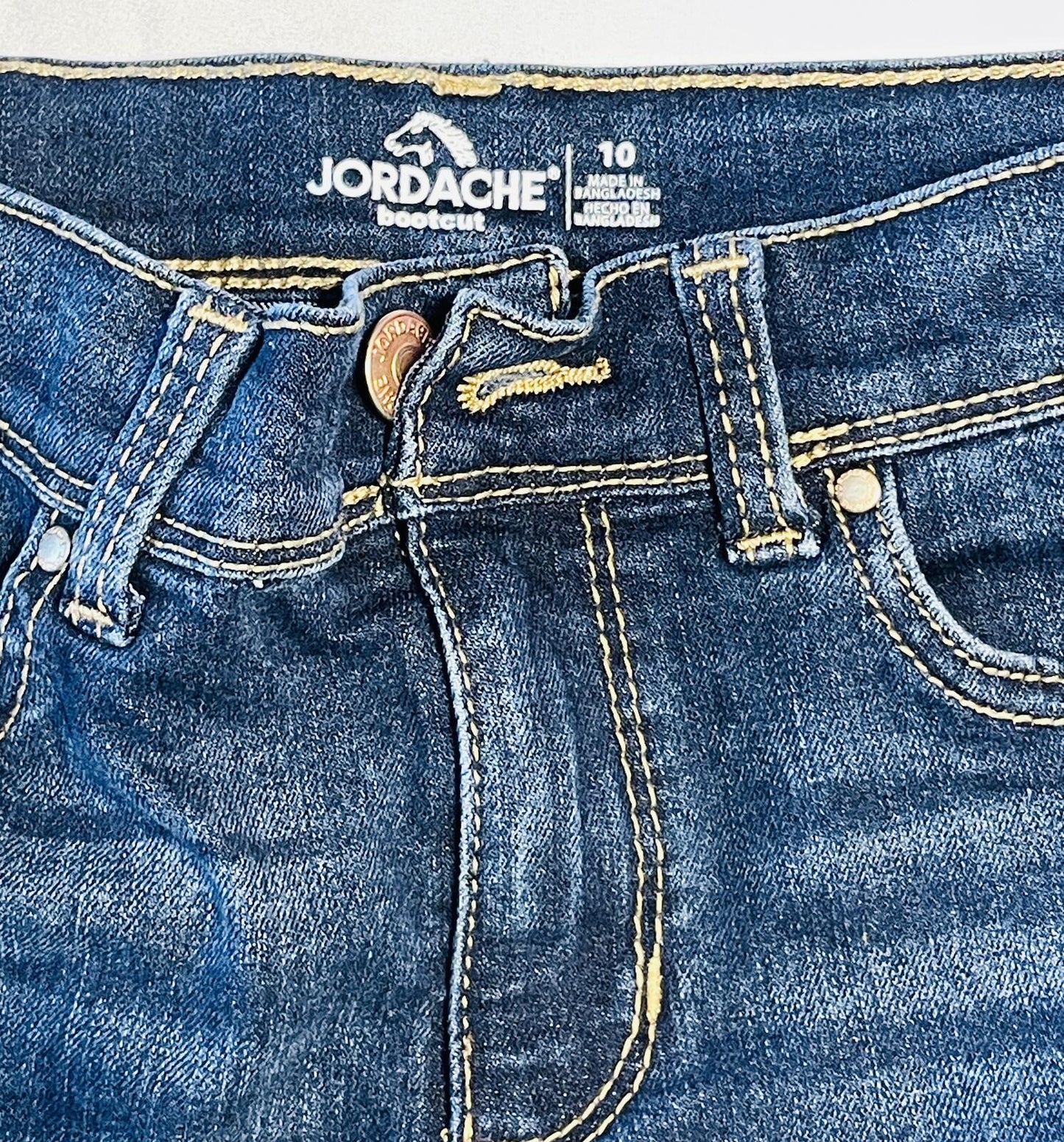 Jordache boot cut jeans dark blue with adjustable waistband girls size 10