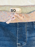 SO denim skinny jegging elastic waistband bedazzled butterfly accents girls 10