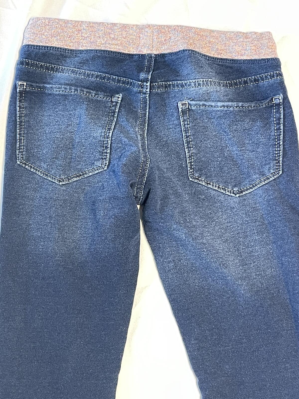 SO denim skinny jegging elastic waistband bedazzled butterfly accents girls 10