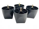 Set of 4 Black Plastic Furniture Feet with Metal Threaded Bolts 3.5" tall