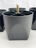 Set of 4 Black Plastic Furniture Feet with Metal Threaded Bolts 3.5" tall