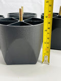 Set of 4 Black Plastic Furniture Feet with Metal Threaded Bolts 3.5" tall