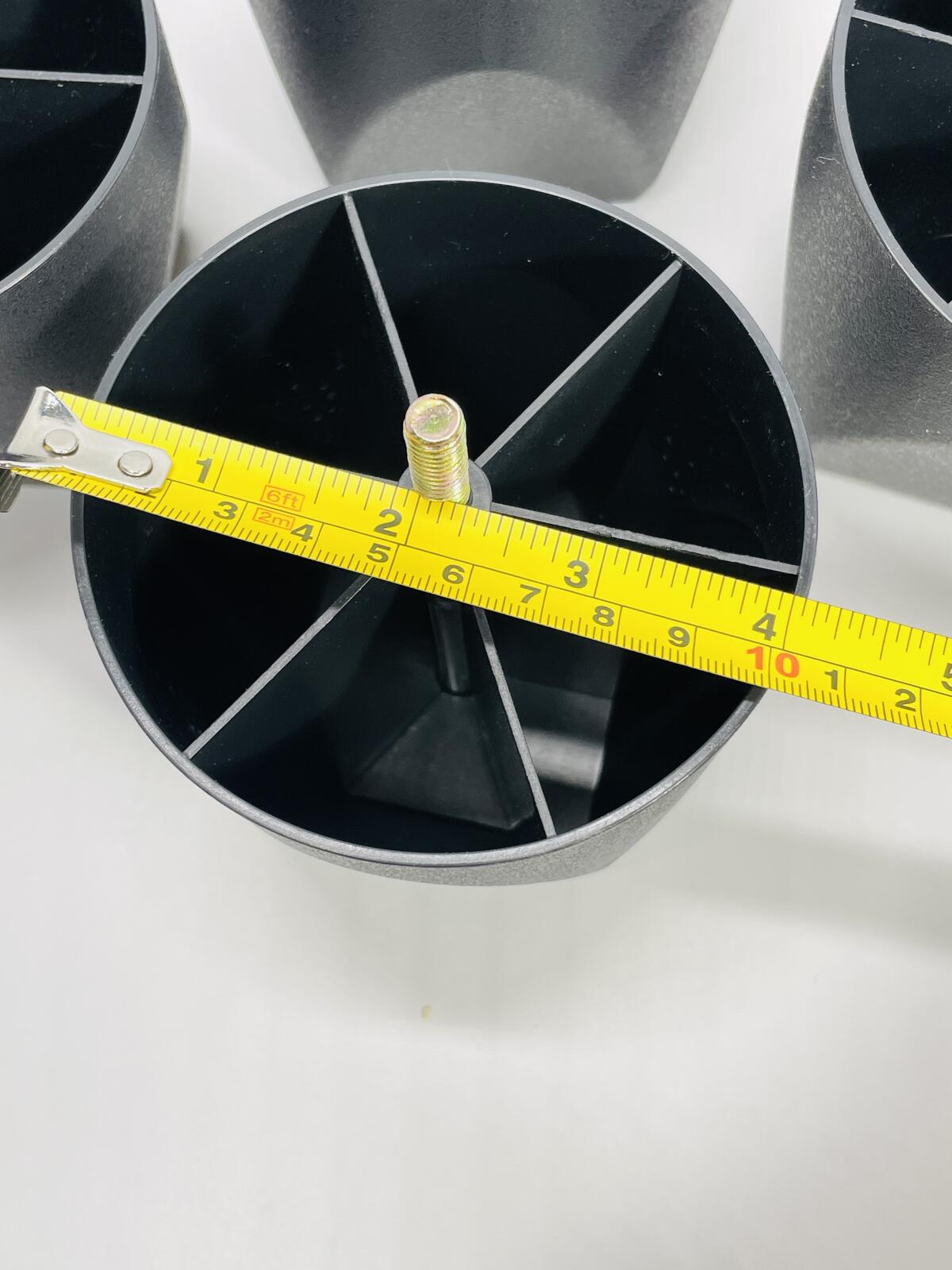 Set of 4 Black Plastic Furniture Feet with Metal Threaded Bolts 3.5" tall