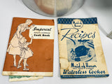 Vintage Maid of Honor Waterless Cooker with Stand and Two Vintage Cookbooks