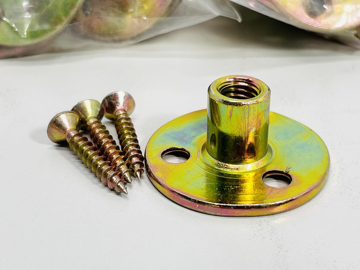 Metal Threaded Base Plate M8 T-Nut with Screws - Hardware Fastener Set