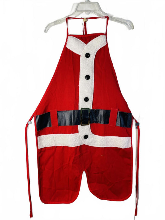 1980's Vintage Santa Claus Themed Holiday Apron with Belt Design