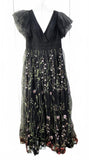 JJ's House Black Floral Embroidered Tulle Evening Dress Large
