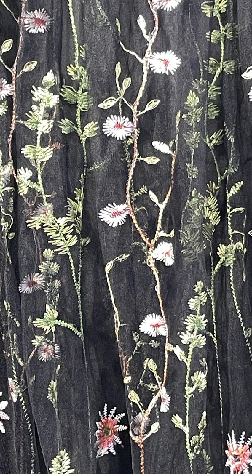 JJ's House Black Floral Embroidered Tulle Evening Dress Large