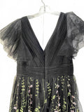 JJ's House Black Floral Embroidered Tulle Evening Dress Large