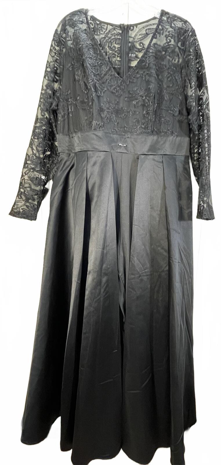 Black Lace Top and Satin Overlay Formal Jumpsuit Ladies XL