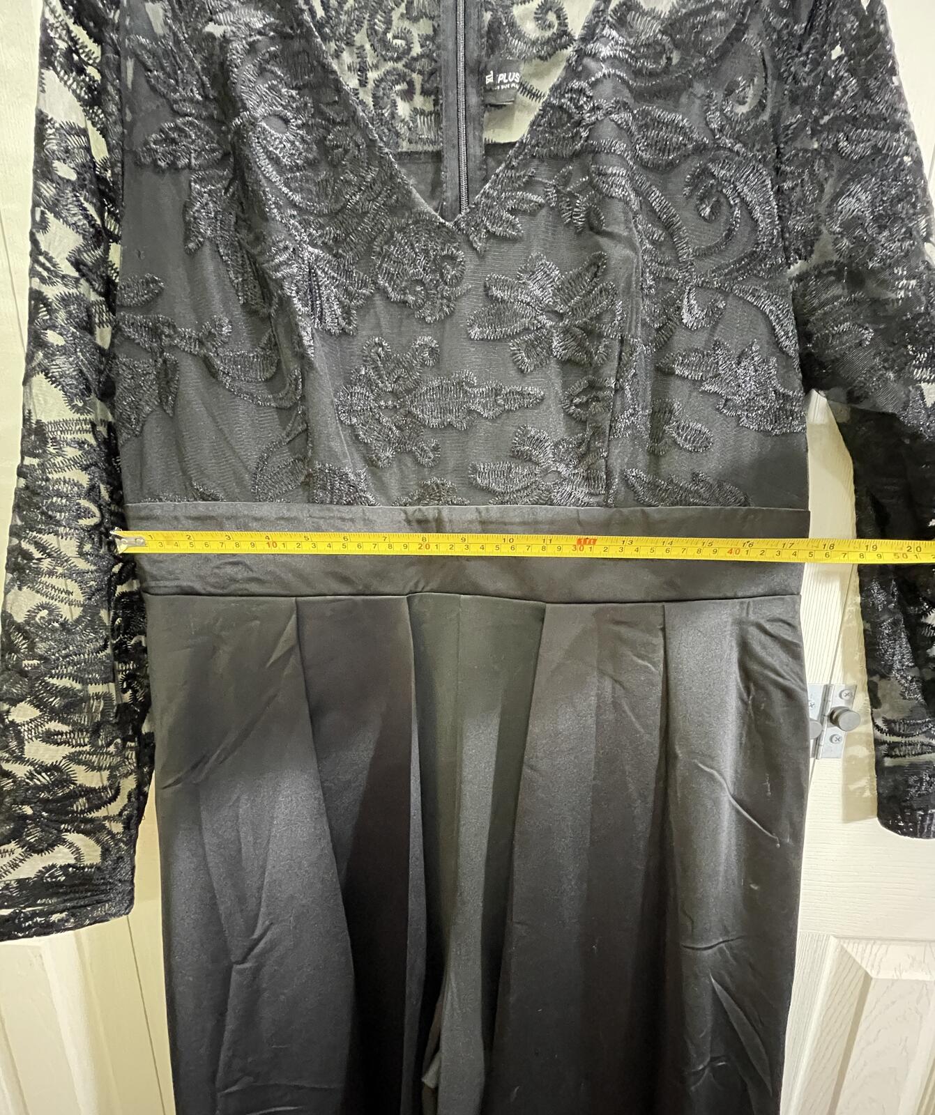Black Lace Top and Satin Overlay Formal Jumpsuit Ladies XL