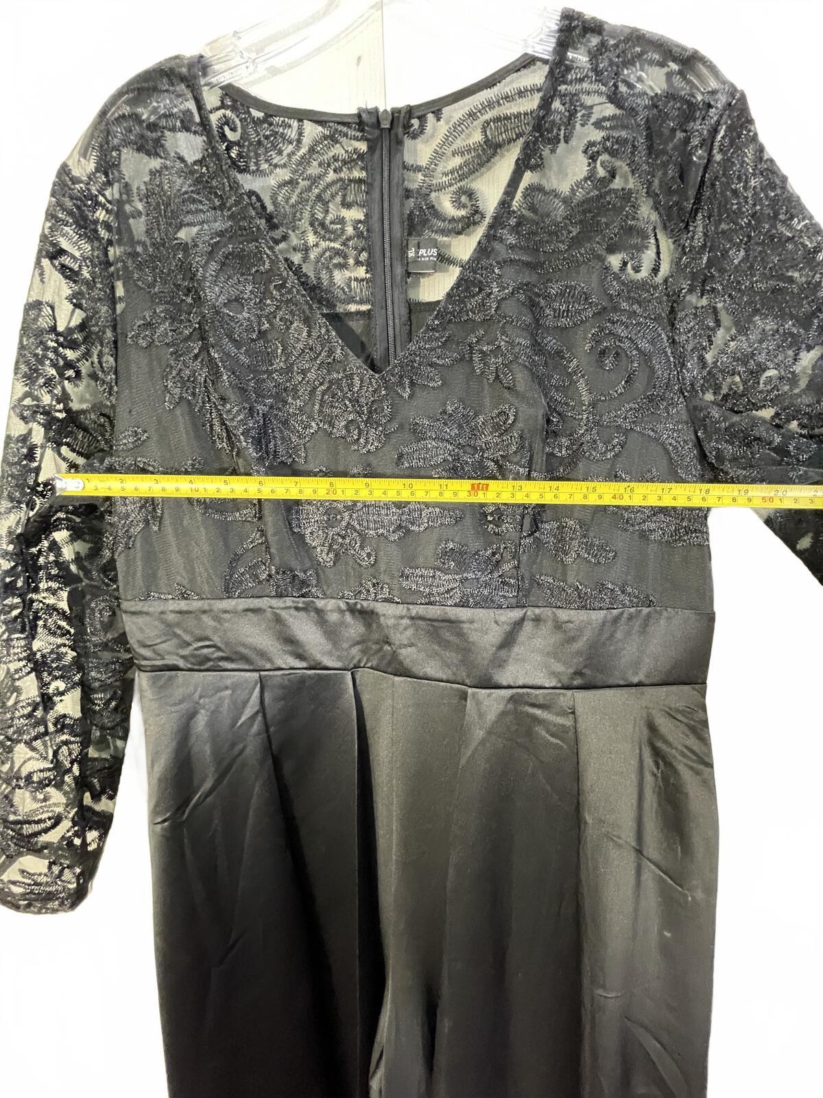 Black Lace Top and Satin Overlay Formal Jumpsuit Ladies XL