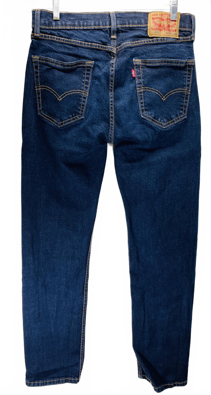 Levi's 505 Classic Fit Men's Jeans W32 L32 Dark Blue Denim