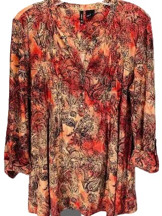 New Directions Long Sleeve Paisley Print Blouse Ladies Size Large