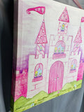 Canvas Art Pink Castle Wall Art with Bedazzled Embellishments 20x20