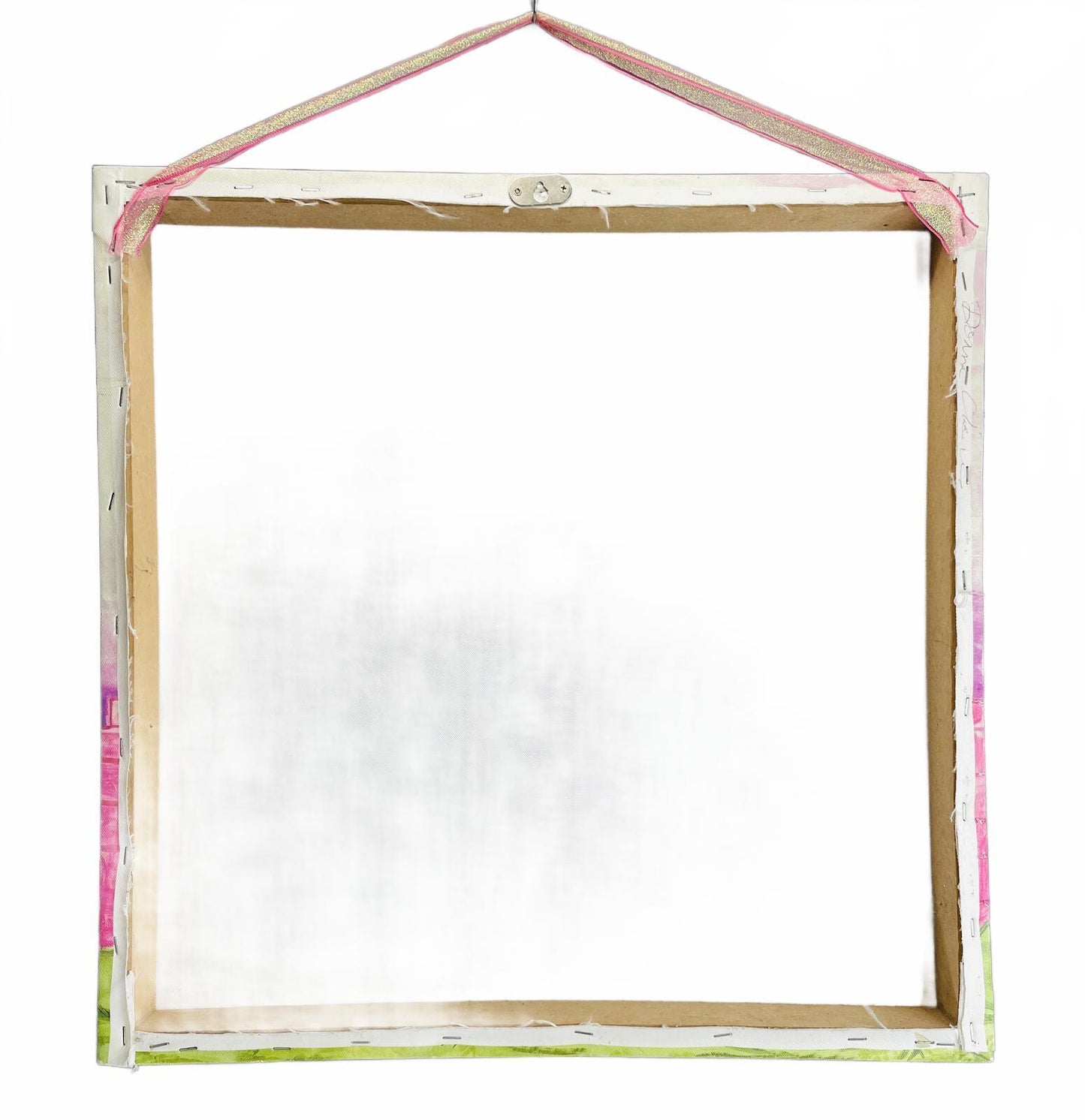Canvas Art Pink Castle Wall Art with Bedazzled Embellishments 20x20
