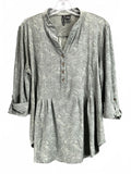 New Directions Long Cuffed Sleeve Green Paisley Print Blouse Ladies Large