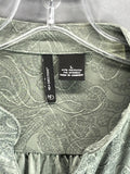 New Directions Long Cuffed Sleeve Green Paisley Print Blouse Ladies Large