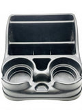 Black Plastic Car Center Console Organizer with Cup Holders and Storage Slots