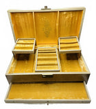 1950's Vintage Mele Jewelry Box with Gold Velvet Interior Grandma's Jewelry Box