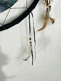 Boho Wolf Dreamcatcher Wall Hanging with Feathers