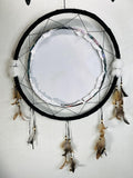 Boho Wolf Dreamcatcher Wall Hanging with Feathers