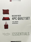 Martha Stewart Essentials Microfiber 4-Piece Quilt Set Buffalo Check Full/Queen