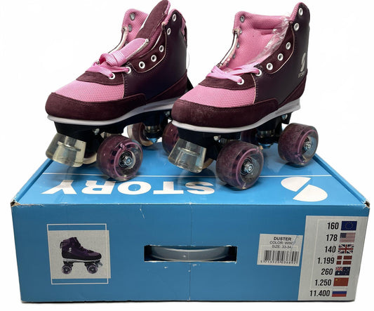 Story Duster Quad Roller Skates Wine Pink Size YOUTH Size 33-34