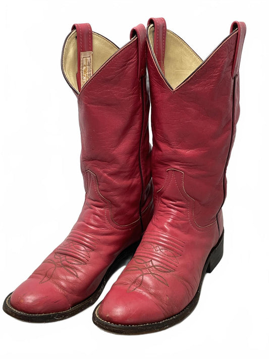 Larry Mahan's Vintage Women's Faded Pink Leather Western Cowboy Boots, Size 5.5B