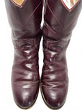 Justin Dark Burgundy Leather Western Cowboy Boots Ladies 3.5D Shows Wear