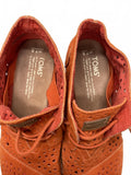 TOMS Orange Perforated Suede Lace-Up Wedge Ankle Boots Women's 7.5