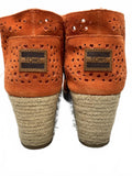 TOMS Orange Perforated Suede Lace-Up Wedge Ankle Boots Women's 7.5