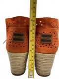 TOMS Orange Perforated Suede Lace-Up Wedge Ankle Boots Women's 7.5
