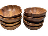 Set of 8 Scalloped Wooden 6" Tiki Serving Bowls